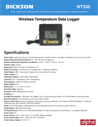 Thumbnail of document Data Sheet - WT3 Wireless Temperature Data Loggers